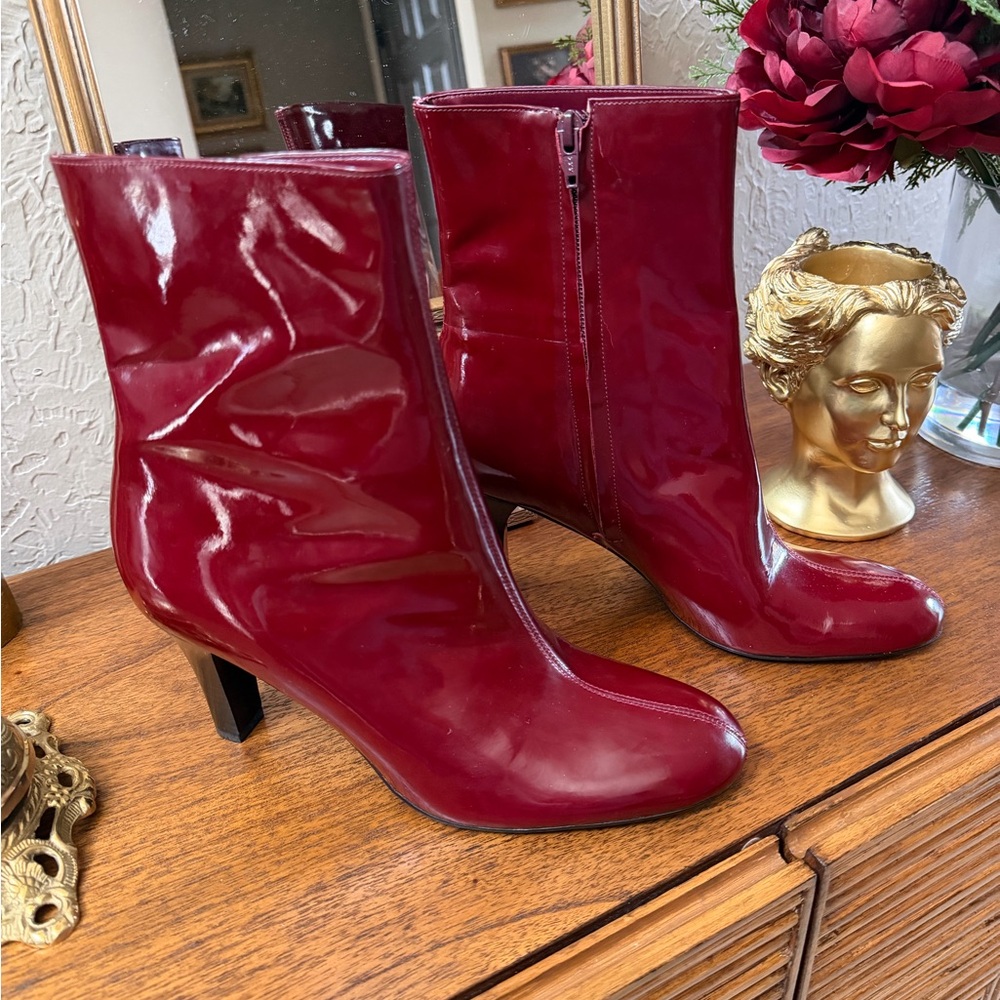 Gianni Bini Glossy Burgundy Red Heeled Boots
